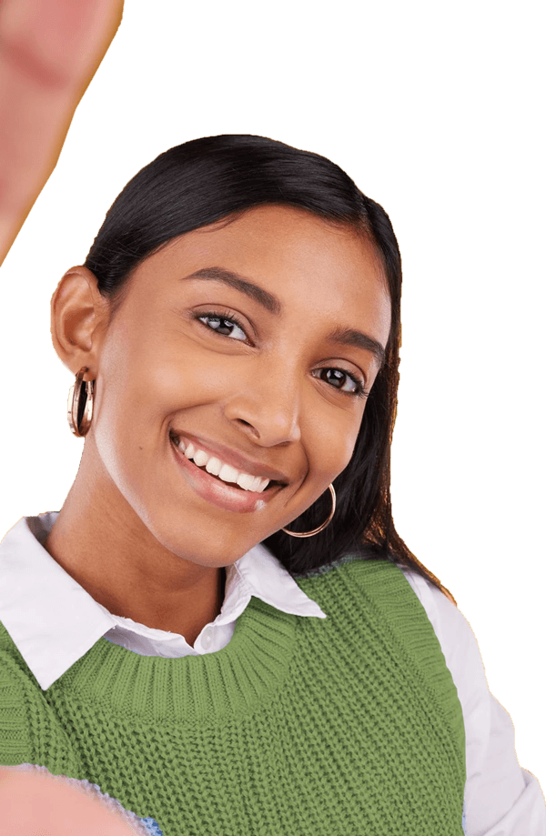 Confident teenage girl representing development support