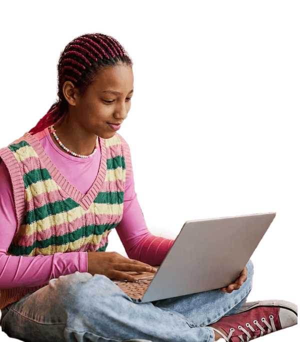 Student learning to code on a laptop